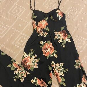 Band of Gypsies Black Floral Jumpsuit